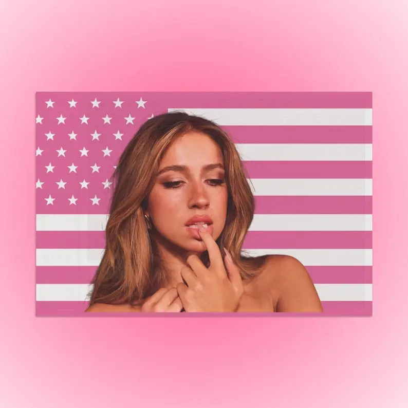 Tate McRae Pink Flag Outdoor Decorations Music Lover Band Merch Decoration Garage Flags for Bedrooms Pop Culture Concert Apparel