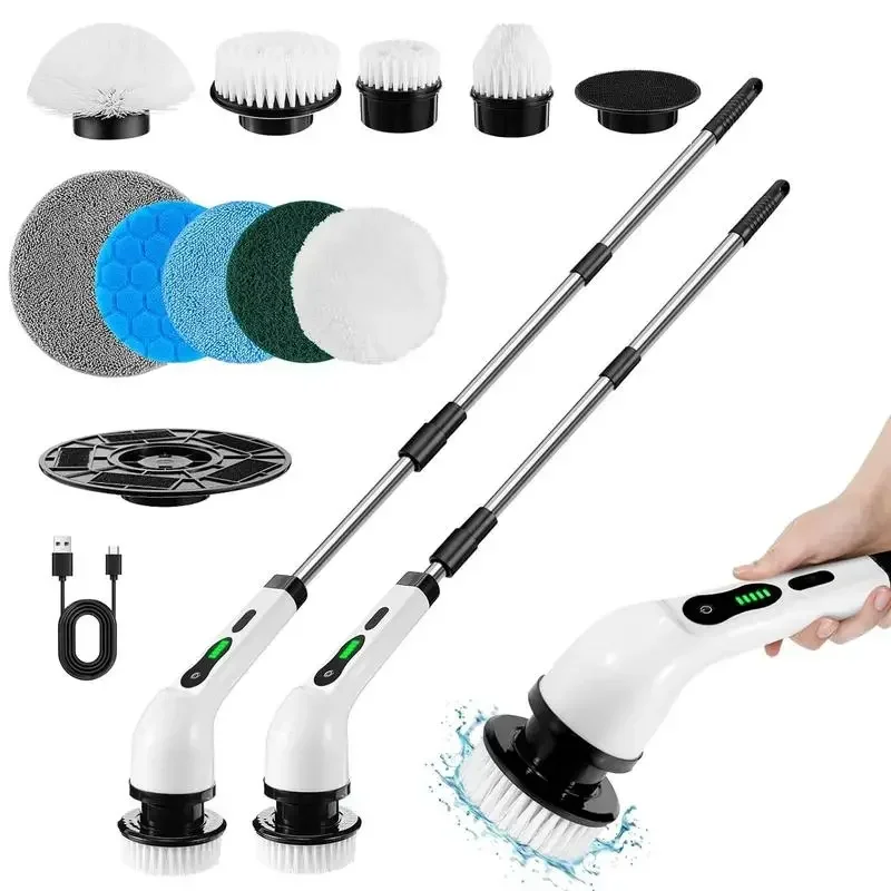 Electric Spin Scrubber,Handheld Cleaning Brush with Adjustable Extension Rod Replaceable Brush Heads ,Cordless Shower Scrubber