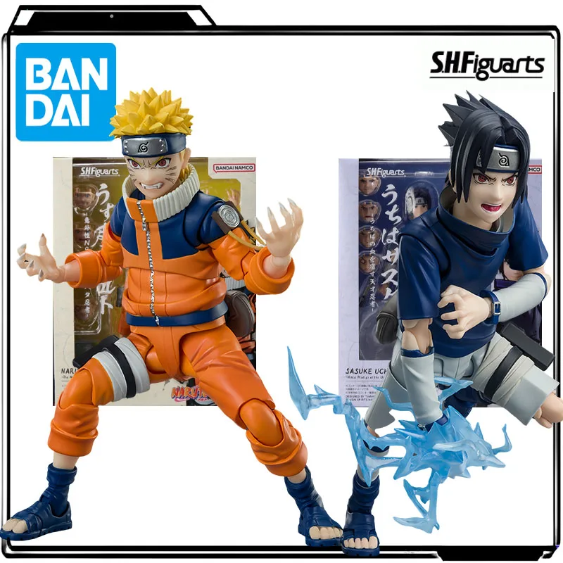 

Bandai натуральная аниме-фигурка S.H.Figuarts Саске Учиха и Наруто Узумаки, экшн-фигурка, игрушки для мальчиков, детский подарок, Коллекционная модель