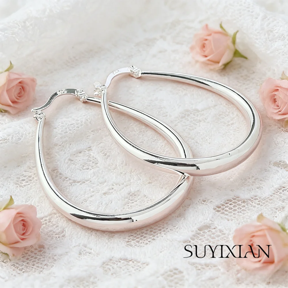 

Модные легкие роскошные простые U-образные серьги из стерлингового серебра 925 пробы, подарок на день рождения, годовщину, для повседневной носки