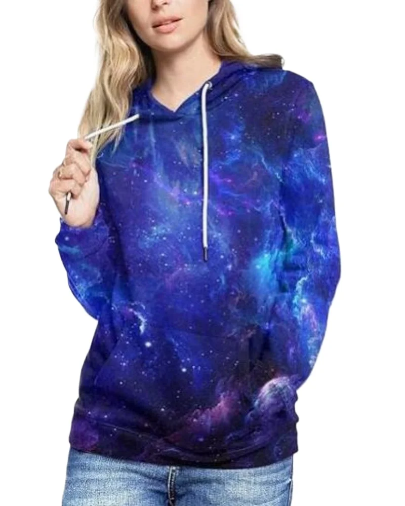 

New Men/Women 3D Print Galaxy Pullover Hooded Sweatshirt Hoodies with Big Pockets for Teen Couple top street style hoodie