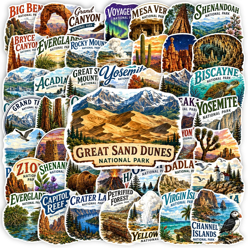 10/30/50pcs Colorful National Park Graffiti Cartoon Stickers DIY Luggage Speaker Skateboard Cool Forest Desert Decal Gift Toys