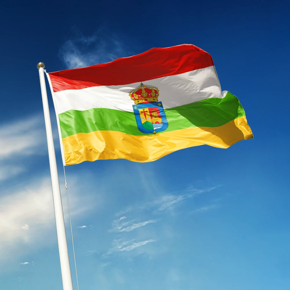 Bandera de La Rioja de 3x5 pies, colores vivos y a prueba de decoloración, una comunidad autónoma de España, banderas de poliéster con ojales de latón