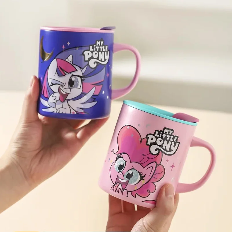 Kawaii My Little Pony Series Stainless Steel Insulated Mug Cute Anime Pinkie Pie Girl Cartoon Office Coffee Milk Cup with Lid