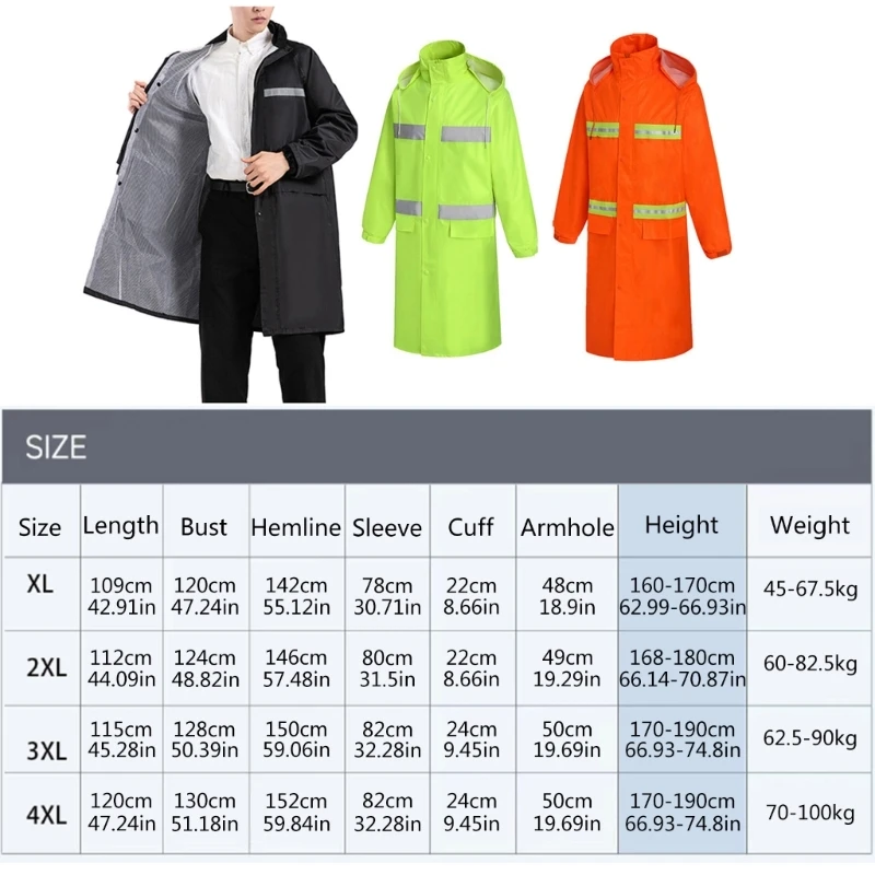 Long Length Waterproof Rain Construction Work Rain Coat Workwears