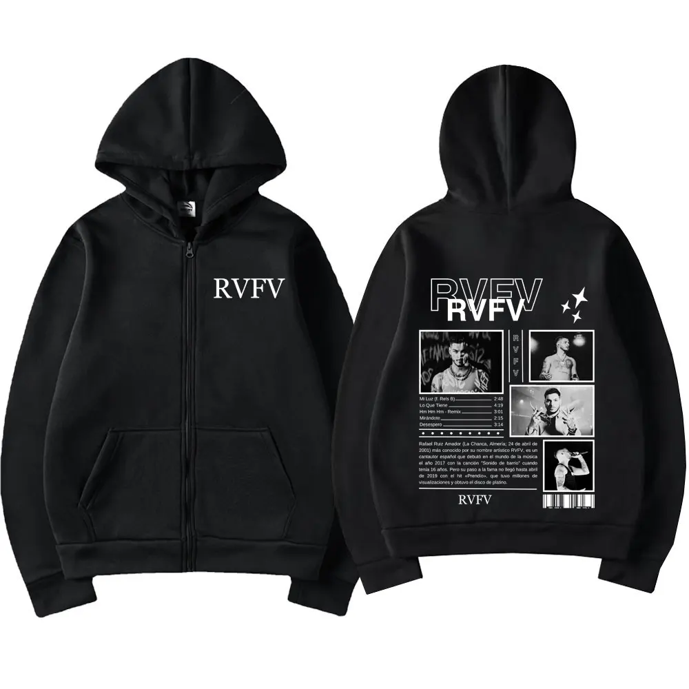 

Rapper RVFV Eltiburón Tour Graphics Harajuku Hoodie Men's Clothing Retro Zip Up Pullover Oversized Simple Hip Hop Unisex Hoodies