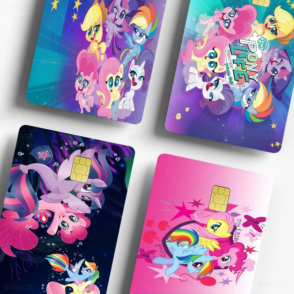 My L-Little P-Pony Cartoon Cartoon Credit Card Skin Stickers For Bank Card Bus Metro Card Sticker Waterproof Women Gift