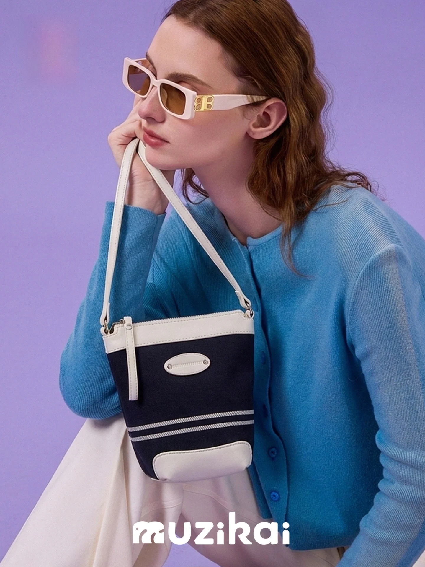 MuziKai Trendy Striped Crossbody Phone Bag Women's Fashionable Versatile Small Bag 2026 New Autumn Collection Unique Design