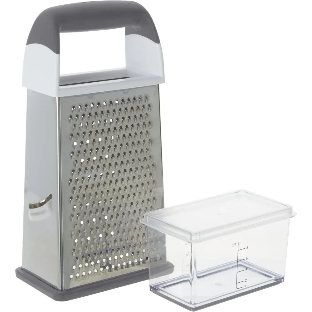 Rallador de caja profesional de 4 caras, herramienta de cocina de acero inoxidable con taza de recolección, mango ergonómico, Base antideslizante, rallado, rebanado