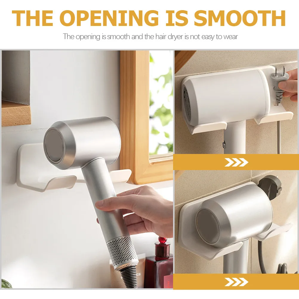 2Pcs Hair Dryer Wall Mount Holder Punch Free Adhesive Blow Dryer Storage Rack Hanging Bracket Organizer for Bathroom