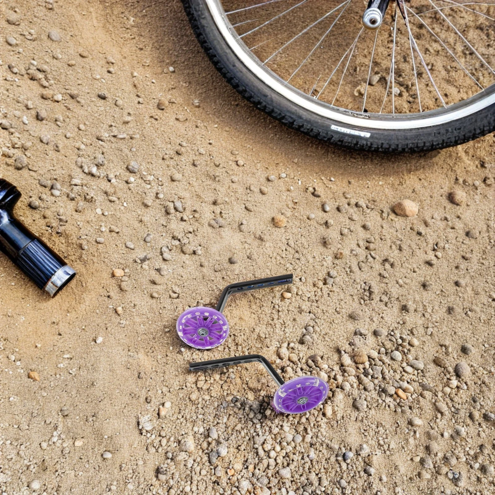 1Pair Children Bike Auxiliary Wheels Flash Training Stabilizers Quick Install Shock Absorbing Support for Beginner Cycling