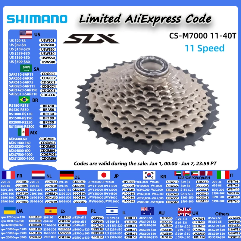 SHIMANO SLX M7000 Series Cassette Sprocket 11-40T CS-M7000-11 11 Speed HYPERGLIDE For MTB Bike Freewheel HG Type Bicycle Parts