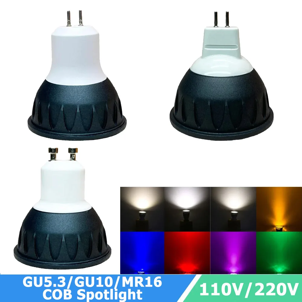 

Д ​ immable GU5.3 GU10 MR16 COB Прожектор AC 110V / 220V DC 12V / 24V Светодиодные лампы холодного / нейтрального / теплого белого цвета