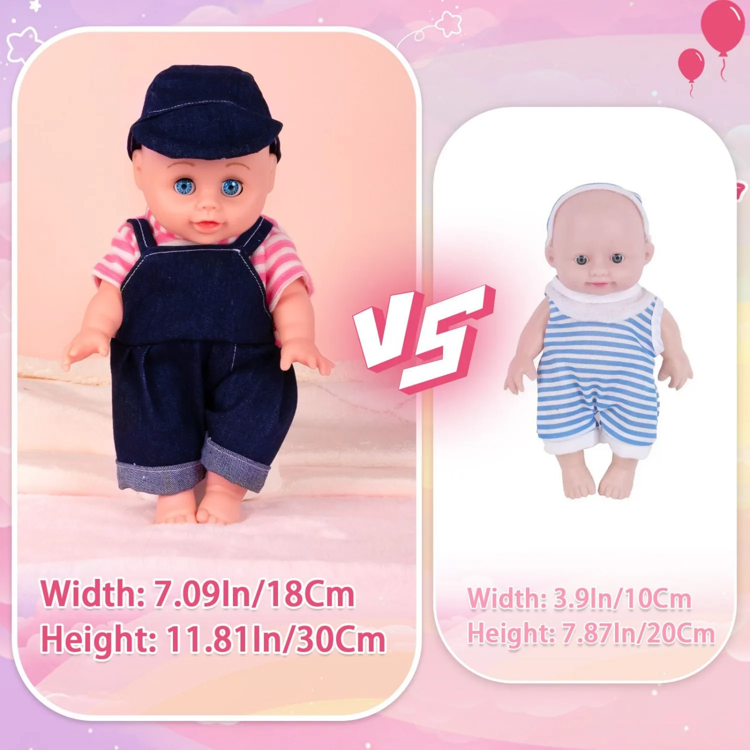 

12" Realistic Baby Doll with Full Body | Blue Overalls & Hat | Comes with Bottle, Pacifier, Diaper | Educational Role-Play Toy f