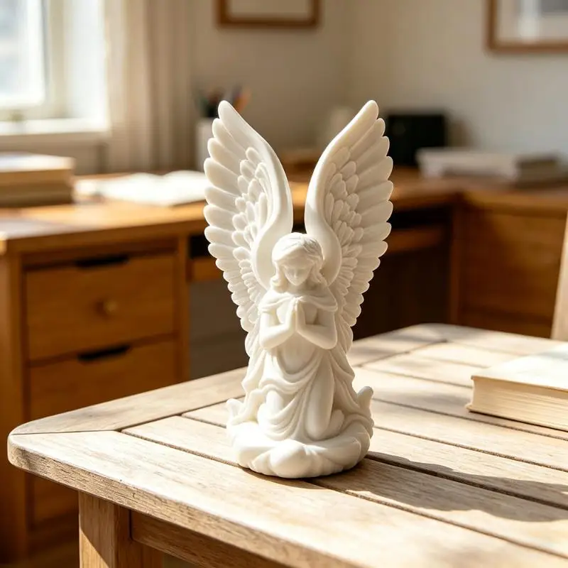 1Pcs 3D Printed White Male Angel Sculpture Exquisite Craftsmanship Realistic Details For Home Office Decor Art Collection Gifts