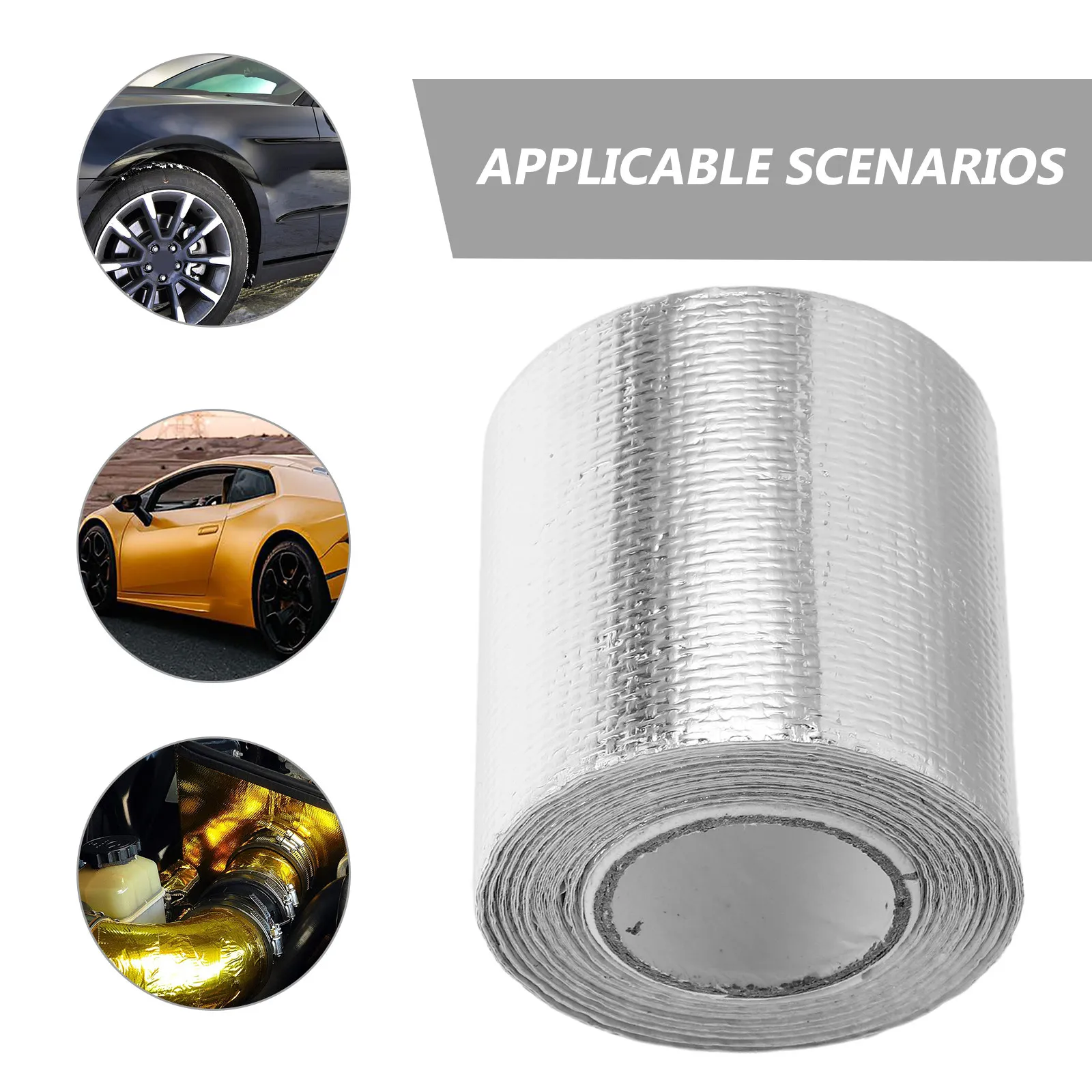 Aluminum Foil Fiber Cloth Heat High Temperature Resistant Automotive Heat Barrier Tape Roll for Exhaust Pipes Range view 4