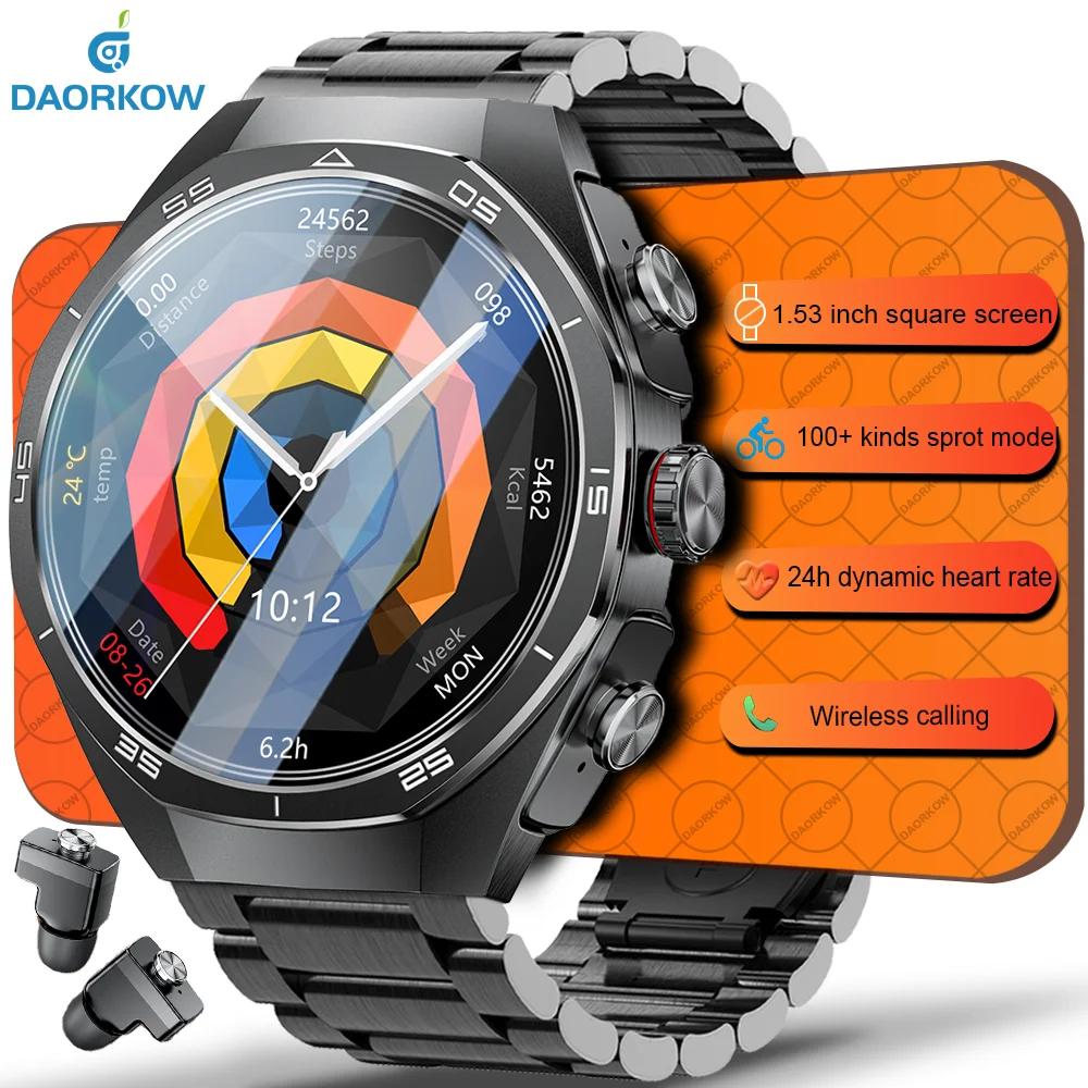 

New 2-in-1 TWS Earbuds Smart Watch Men Bluetooth Call Waterproof Earphone Music Play Sports Fitness Tracker NFC Smart Watch 2025