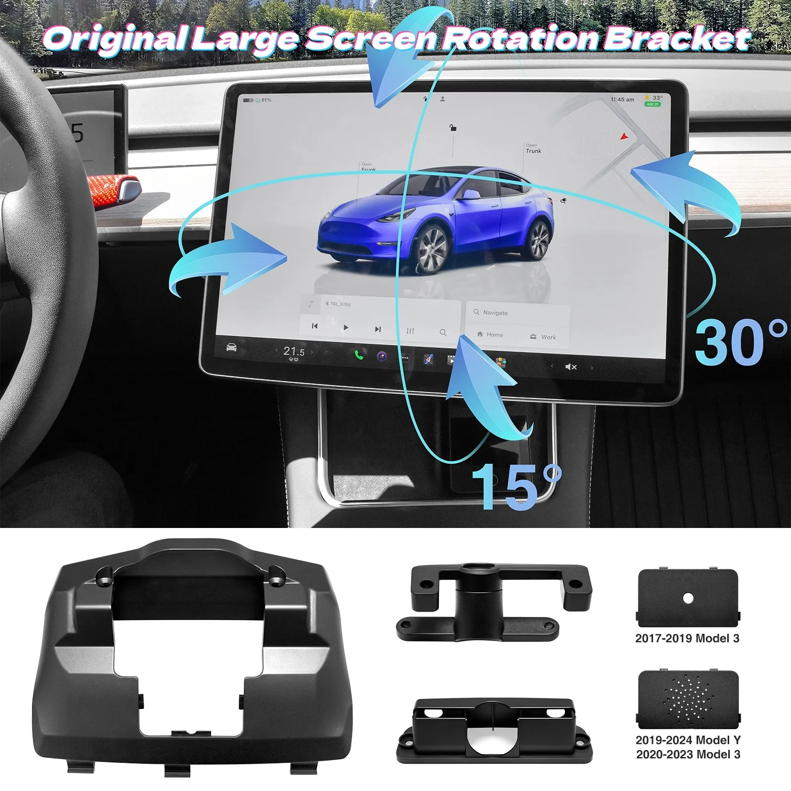 Rotating Bracket Kit For Tesla Model 3/Y & 3 HIghland Y Juniper Swivel Mount Tilt Screen Display Rotation Bracket ﻿