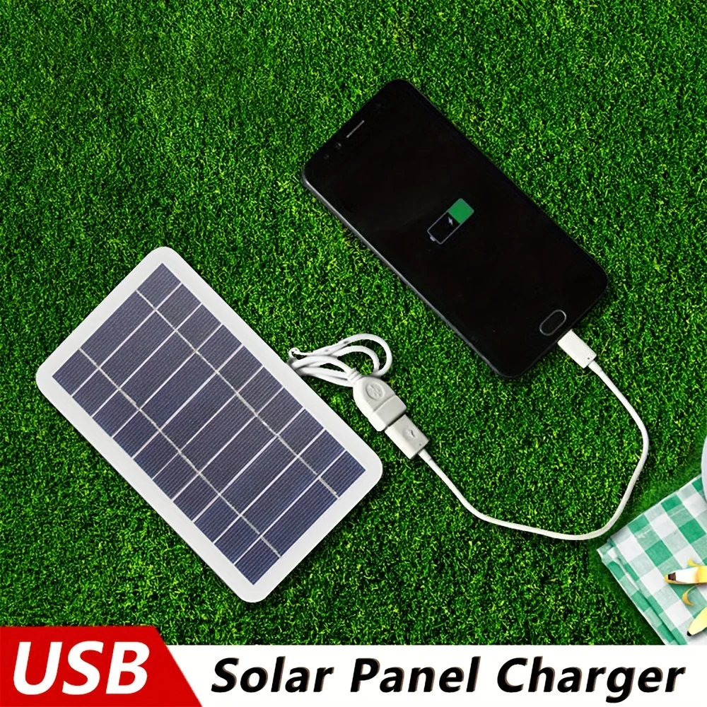 Portable Solar Panel 5V 2W Solar Plate with USB Safe Charge Stabilize Battery Charger for Power Bank Phone Outdoor Camping Home