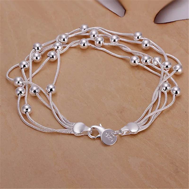 Hot Sell Fashion Fine Product 925 Sterling Silver Jewelry Chain Beads Bracelets For Cute Lady Women Gifts