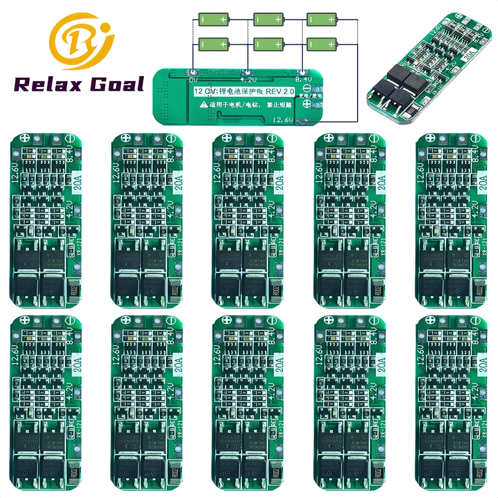 10PCS 3S 20A Lithium Li-ion Battery 3.6V 3.7V 18650 Charger PCB BMS Protection Board For Drill Motor BMS 12.6V Lipo Cell Module