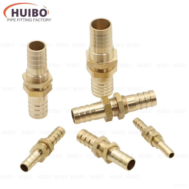 ID Pipe 6 8 10 12 14 16mm Hose Barb Bulkhead Brass Barbed Tube Pipe Fitting Coupler Connector Adapter For Fuel Gas Water Copper