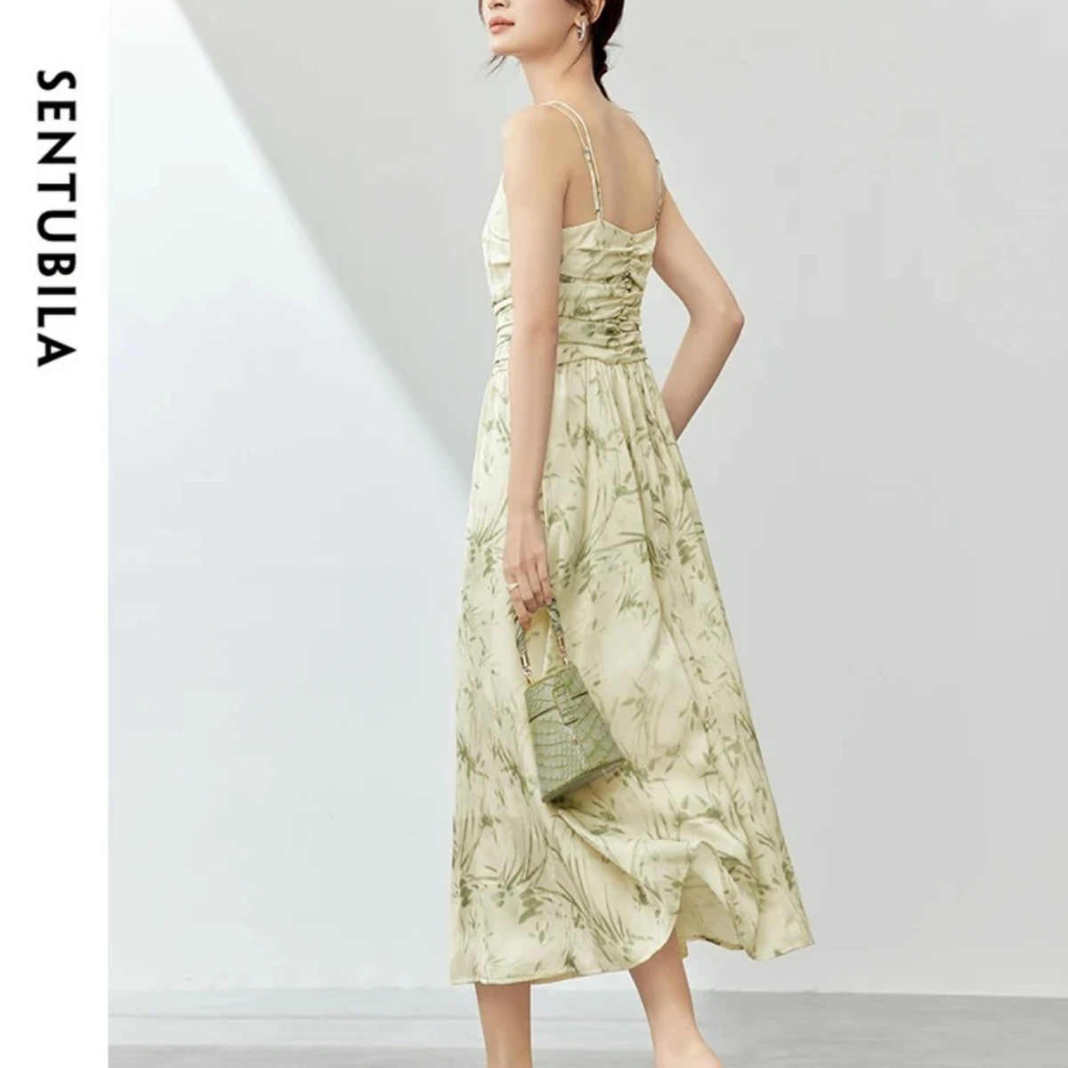 SENTUBILA Women 2 Piece Set 2026 Spring Fall Sunscreen Printed Cami Dress Set Commute Tailored Blazer Suit Ladies 141Z52830