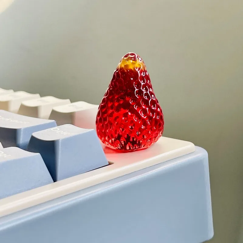 LEOBOG Hi8 Keyboard Replace Knob 6mm Kawaii Handmade Fruit Series Strawberry Translucent Knob Keyboard Accessories Girl Gifts