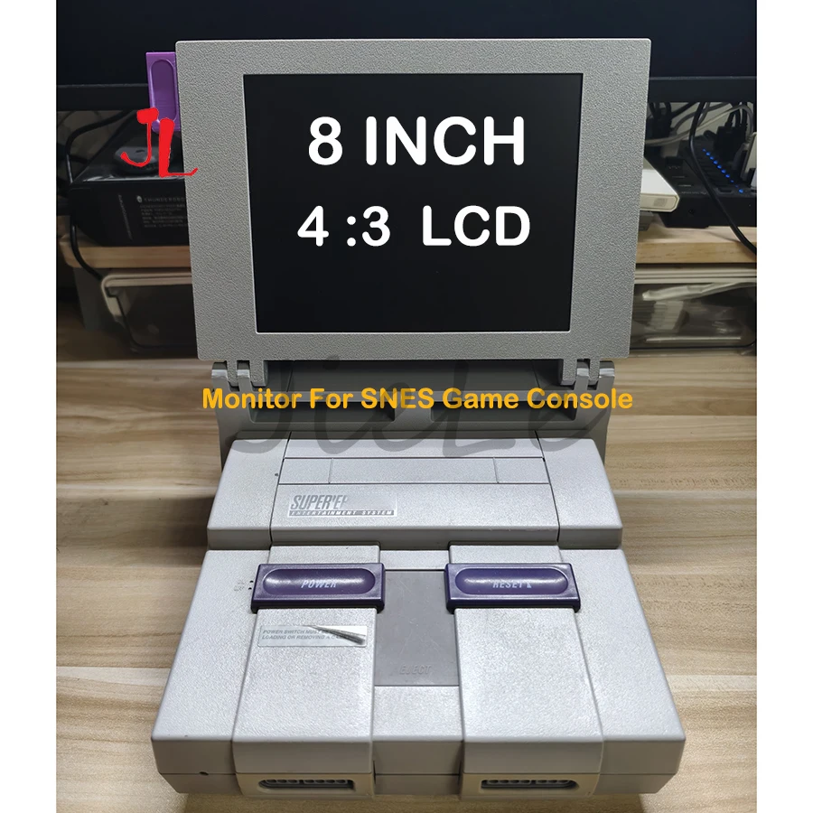 New DIY 8INCH 4:3 LCD SNES Game Console Portable Screen, Foldable Mini Monitor with High Fidelity Stereo AV Output