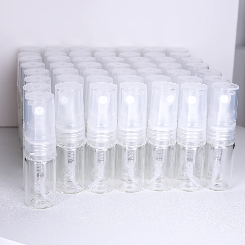 50pcs 2ml Transparent Glass Perfume Samples Portable Essential Oil Container Mini Sub-Bottle for Fragrance Trials And Samples