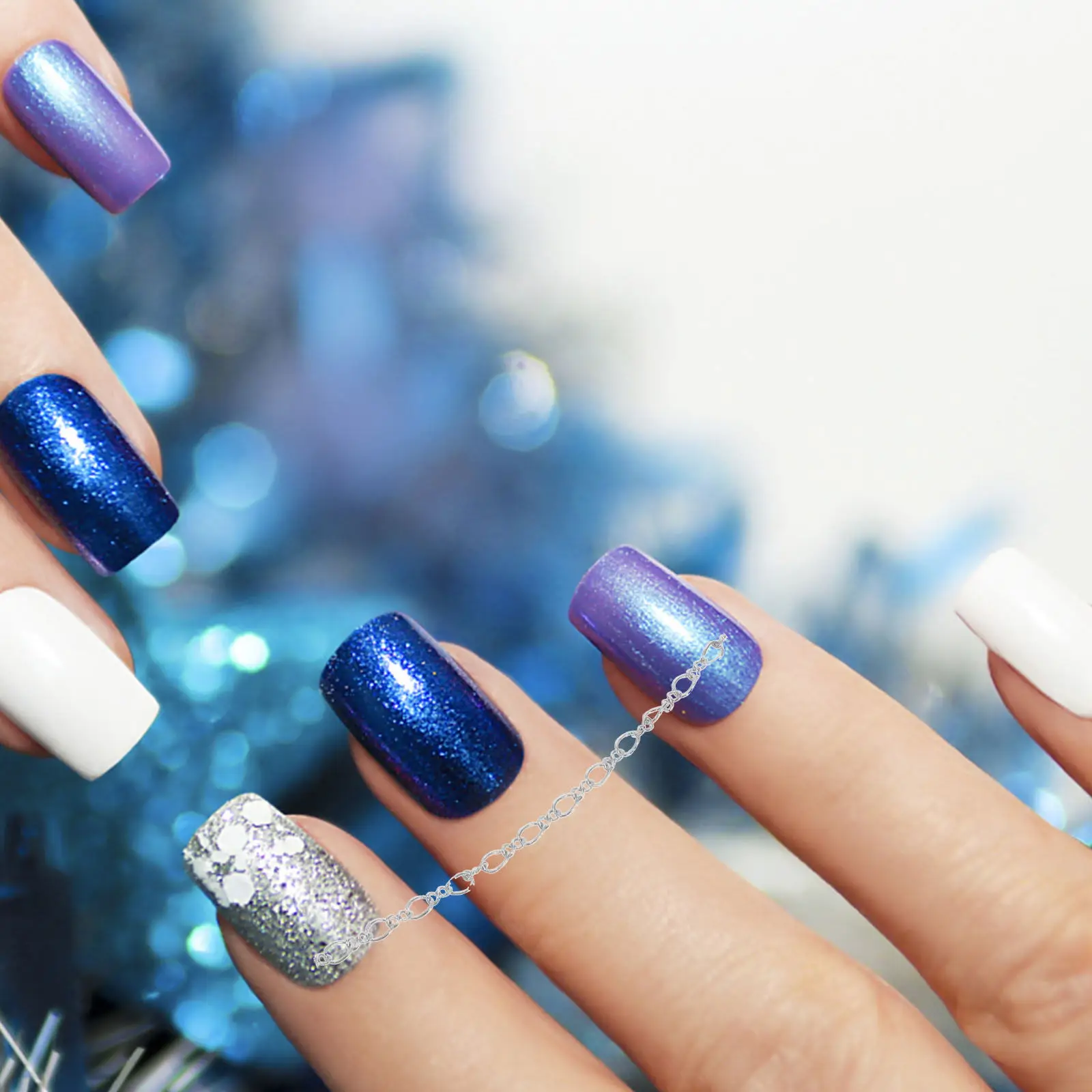 

5Pcs Nail Art Chains Copper Nail Chain Decorations DIY Nails Jewelry for Holiday Wedding Prom Daily Use Charms for Nails