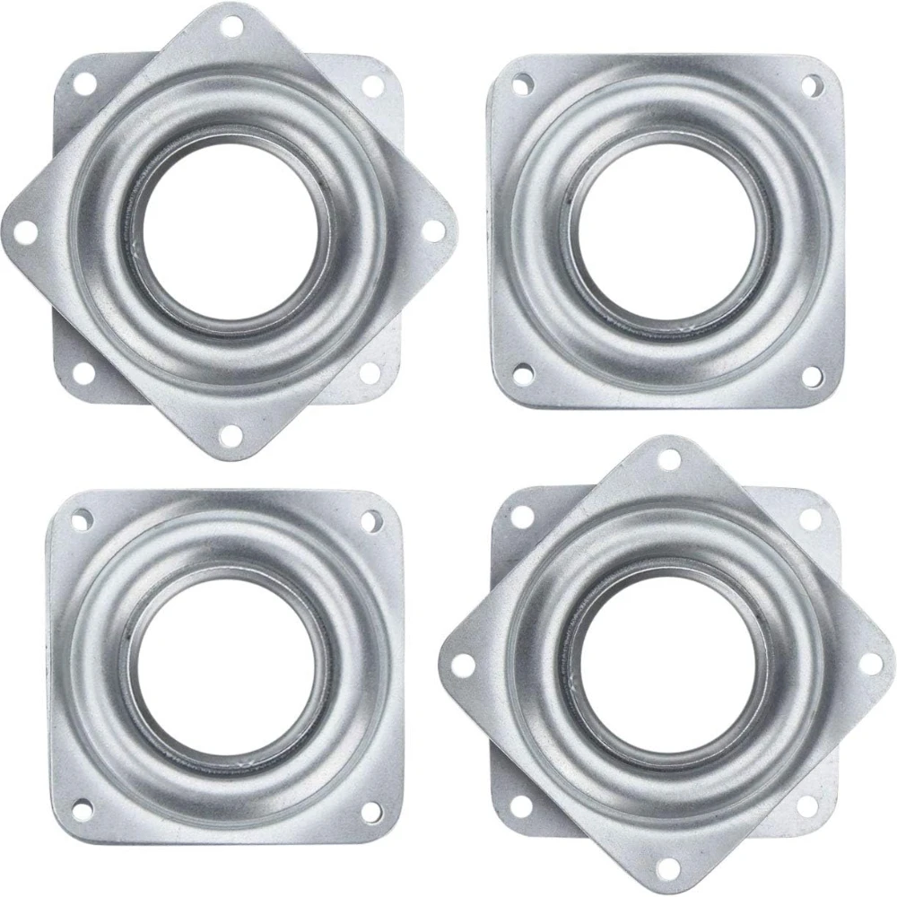 

4 Pieces 3 Inch Square Lazy Susan Turntable Bearings 150 Pound Capacity Galvanized Steel Rotating Bearing Plate Swivel Plate