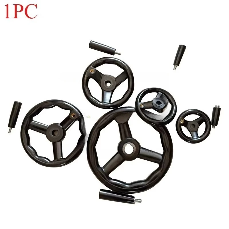 1PC Heavy Black Milling Machine Lathe CNC Spoked Hand Wheel Wave Round bakelite three handwheel 12x100mm 22x250mm 25x250mm