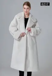 Winter women faux fur coat Suit collar with a belt mink fur jacket long