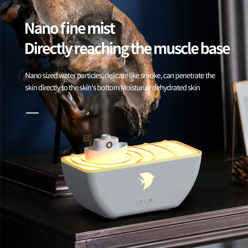 Creative Simulation Ship Humidification Aromatherapy Machine Desktop Colorful Atmosphere Light Aromatherapy Machine