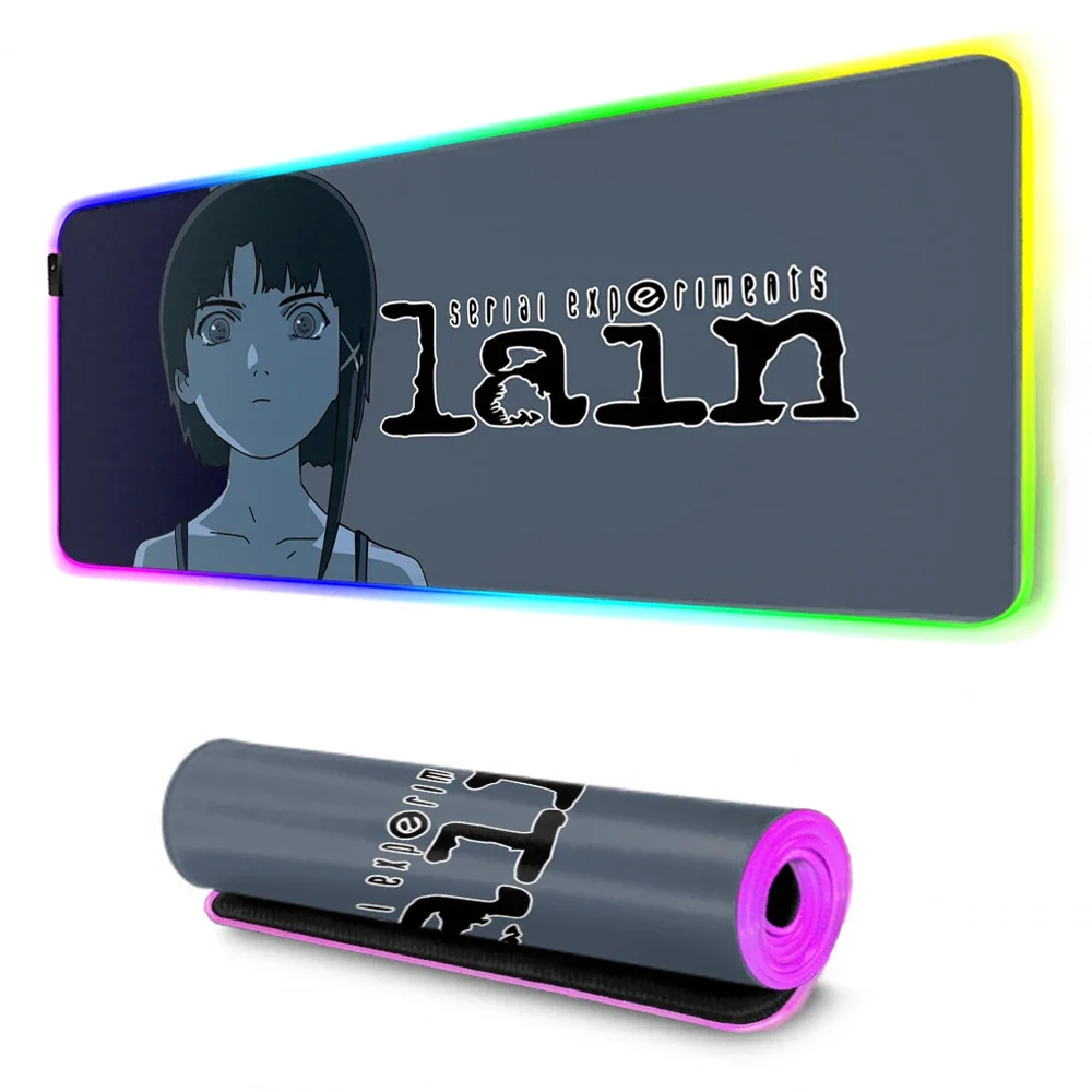 

RGB Mouse Pad Gamer Accessories Mousepad for girl gift Gaming Computer Anime Serial Experiments Lain Laptop Big Stitch Deskmat