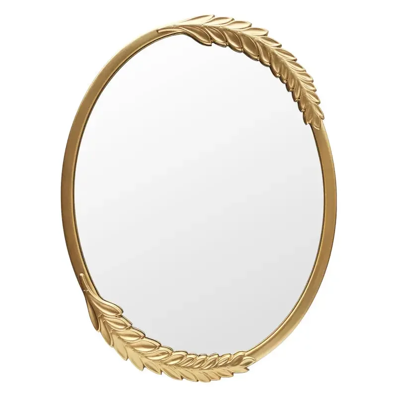 Vintage bathroom art wall mounted mirror French light luxury makeup decorative mirror