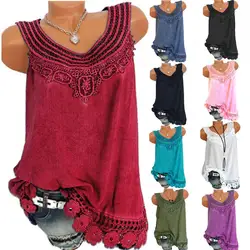 Women Summer Vest Casual Lady Lace Patchwork Vest Solid Color Sleeveless Tank Top Women's Clothing