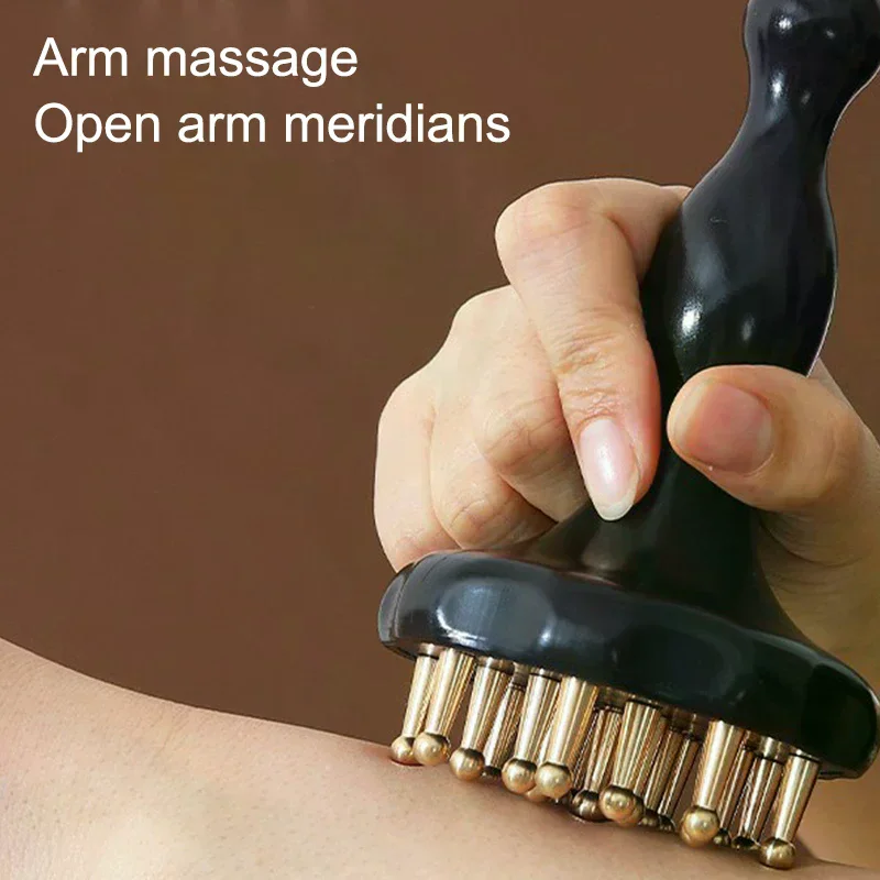 Alat Pijat Guasha Hidung Sikat Meridian Manik-manik Kuningan Sisir Genggam Antistatik Untuk Wajah Hidung Mata Relaksasi Titik Meridian Akupuntur