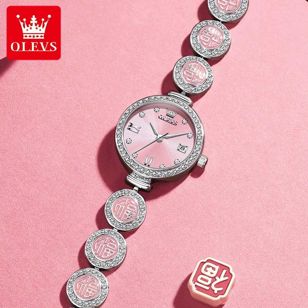 OLEVS 5630 Elegant Diamond Watch for Lady Waterproof Auto Date Steel Strap Fashion Original Women's Watches