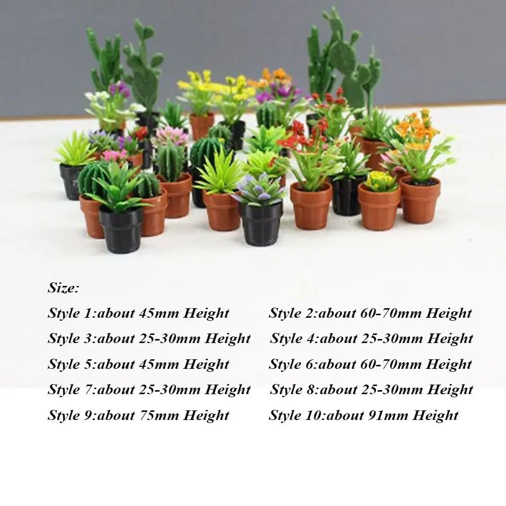 3pcs Nieuwe 1:12 Poppenhuis Miniatuur Potplant Multistyles Mini Groene Bladeren Plant Pot Speelhuis Decor Poppenhuis Accessoires