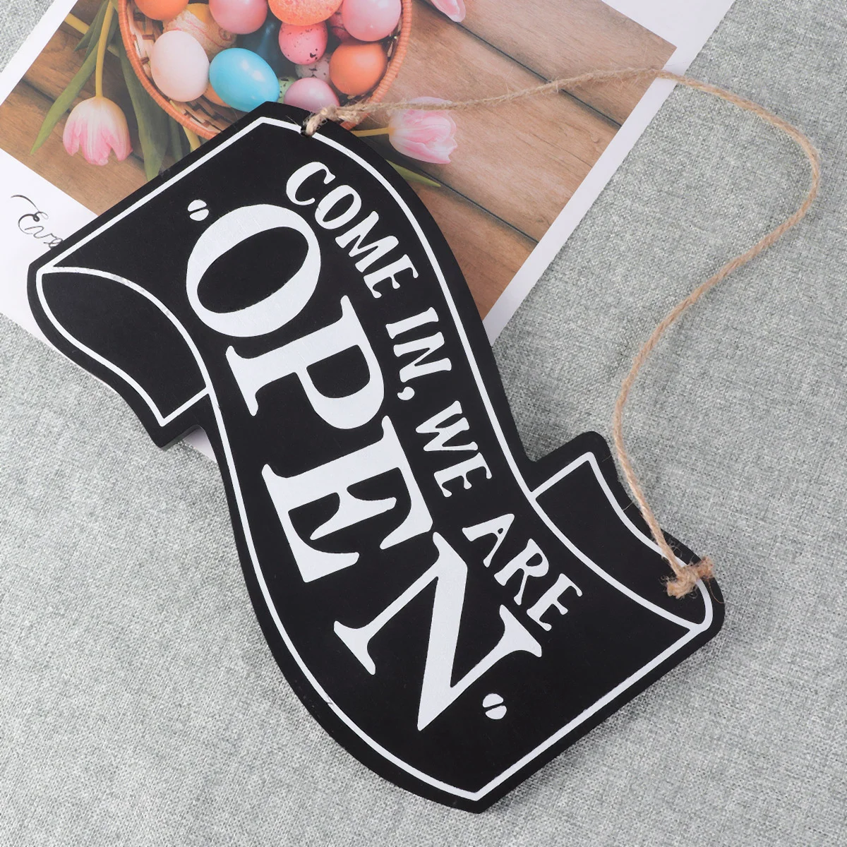 Come in We Are Open Sign Wooden Door Sign Double Sided Open and Closed and Letter Board Sign with Rope for Business Raches tool