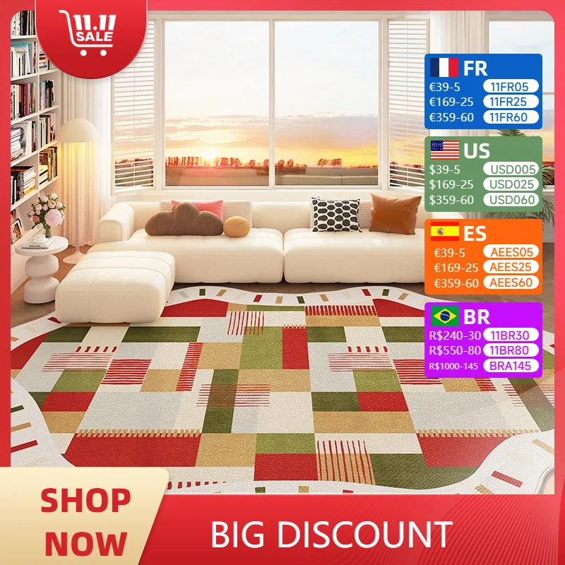 

Carpet for Living Room Irregular Colored Soft Coffee Table Rug Large Area Rectangular Fluffy Plush Bedroom Floor Mat Alfombra 담요