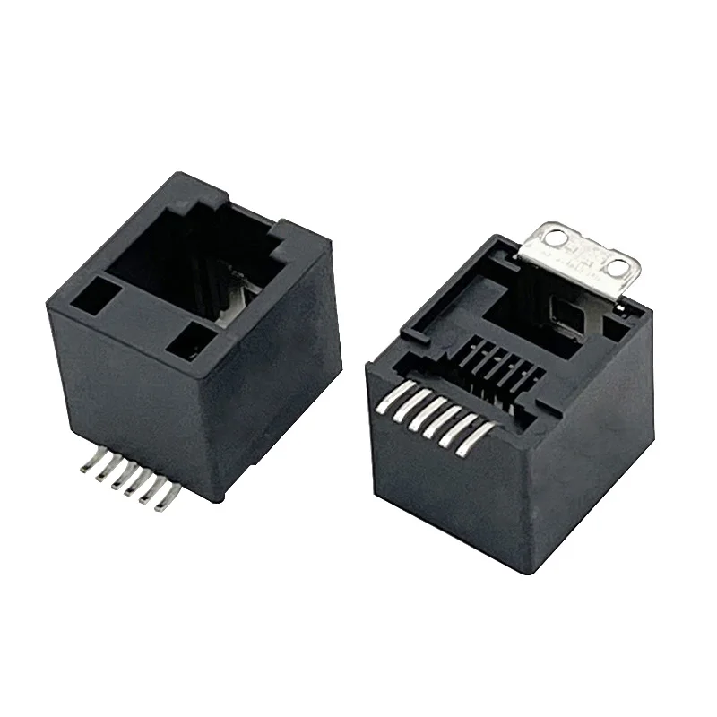 15 Uds conector RJ12 puerto telefónico SMT 6P6C conector Modular PCB hembra negro 180 grados enchufe RJ25 totalmente de plástico