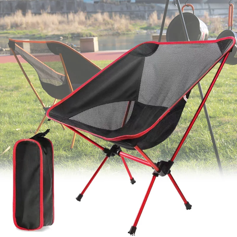 Camping Folding Chair Outdoor Portable Lazy stool Aluminum Moon Chairs Lazy Back Chair Fishing picnic park