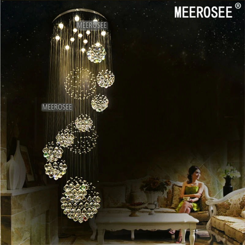 New Modern Item Large Villa ceiling Lights Modern Hotel led Chandelier Crystal Staircase pendant Light