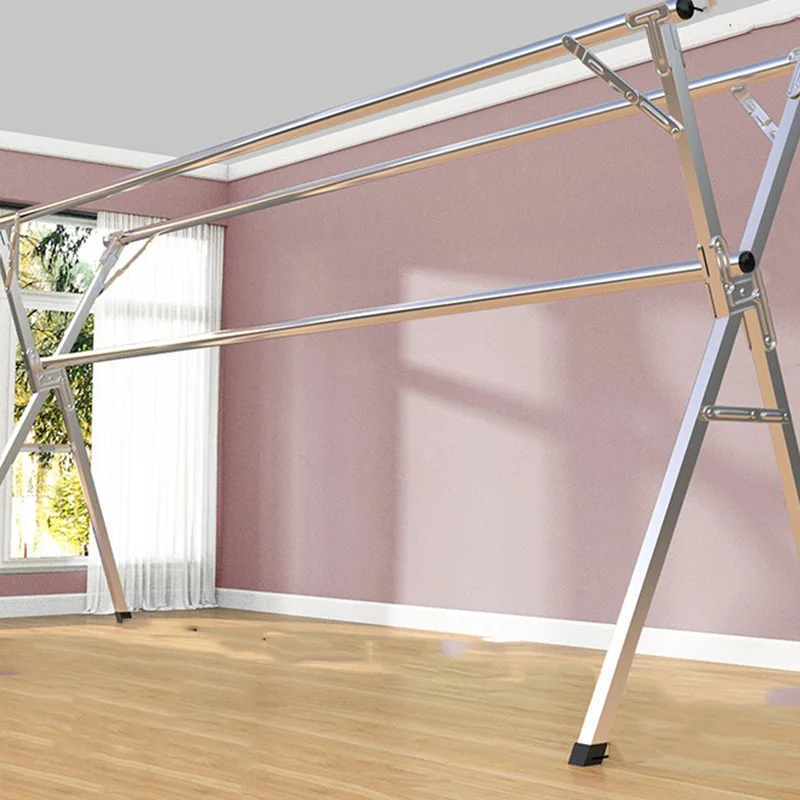 

Convenient Telescopic Clothes Hanger Movable Non Slip Tripod Hanging Foldable Drying Rack Space Saving Perchero Furniture