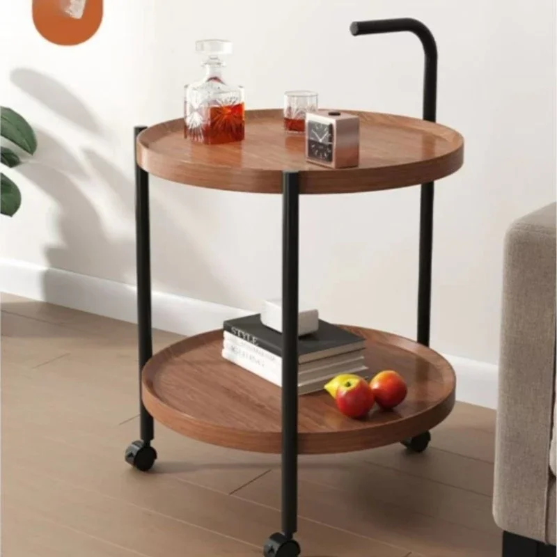 

Movable Small End Table Trolley Living Room Sofa Side Few Mini Small Table Shelving Wheel Nordic Wind Dining Car Hot New