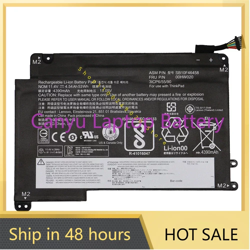 

11.4V 53WH New Battery 00HW020 00HW021 For LENOVO For ThinkPad P40 Yoga 460 SB10F46458 4390mAh