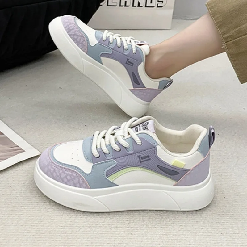 High Quality Women Sneakers Rainbow Color Platform Athletic Tennis Sports Shoes Lace Up Walking Shoe Zapatos Mujer 2024Tendencia